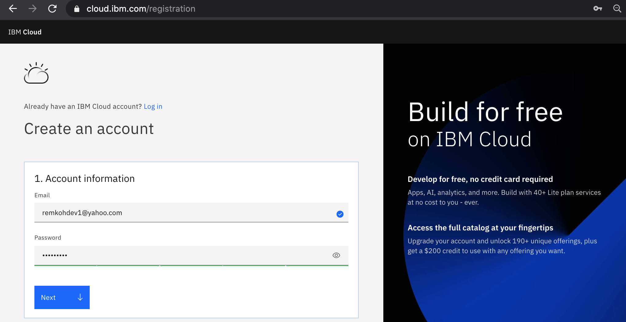 IBM Cloud Registration