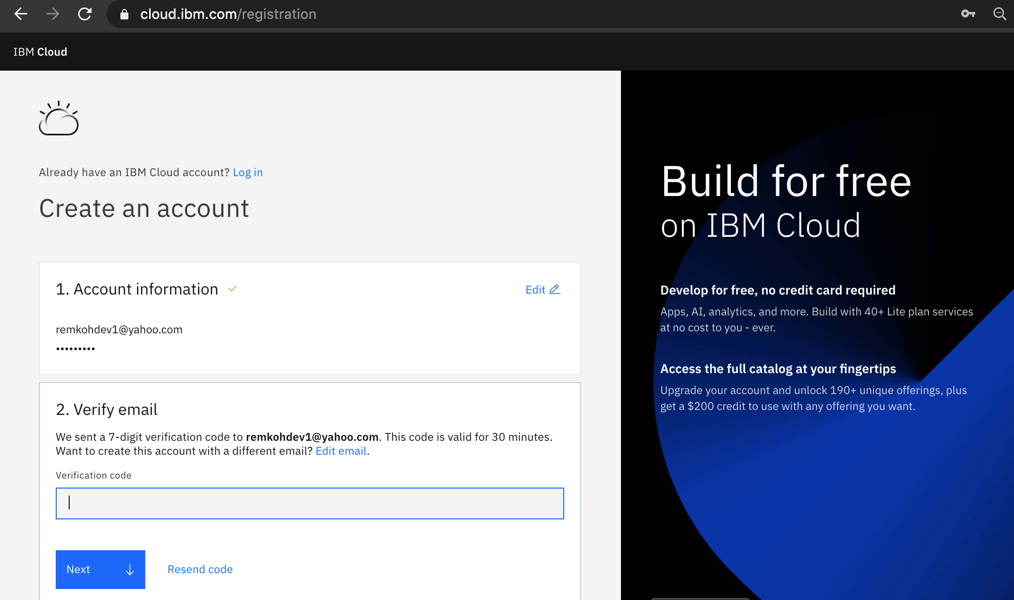 IBM Cloud Registration